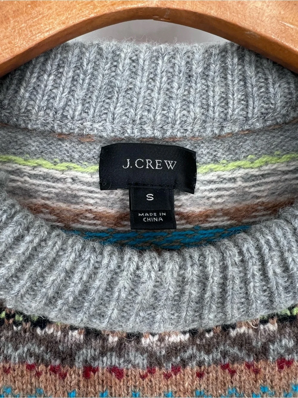 J. Crew Men’s Lambswool Fair Isle Pattern Crewneck Sweater Small
